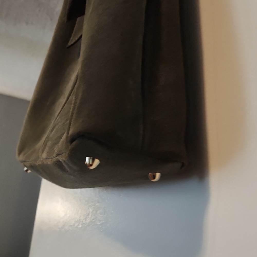 Anna Paola Olive Green Versatile Shoulder Bag with Minimalist Design Suede - Picture 7 of 16